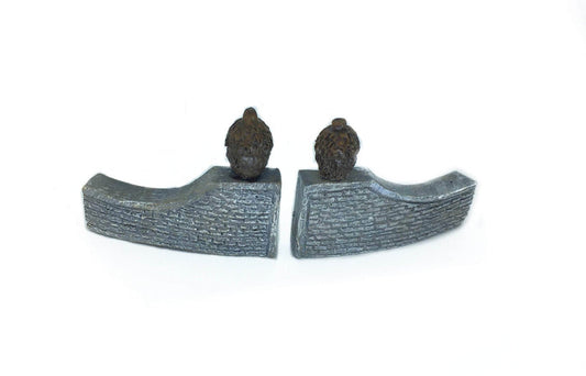 Micro Mini Acorn Topped Gate, Gray Stone Wall  Garden Entry, Terrarium Gate