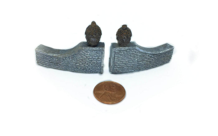 Micro Mini Acorn Topped Gate, Gray Stone Wall  Garden Entry, Terrarium Gate