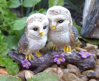 Miniature Pair of Cozy Owls