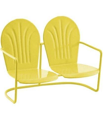Miniature Red, Green or Yellow Double Glider Chair, Color Choice of Retro Outdoor Chair,  2.75" Metal Seating