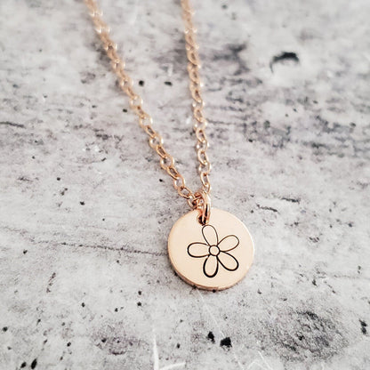 Gold Daisy Necklace - Minimalist Silver Daisy Charm Necklace - Initial Necklace with Daisy Flower - Rose Gold Dainty Daisy Necklace for Her