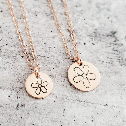 Gold Daisy Necklace - Minimalist Silver Daisy Charm Necklace - Initial Necklace with Daisy Flower - Rose Gold Dainty Daisy Necklace for Her