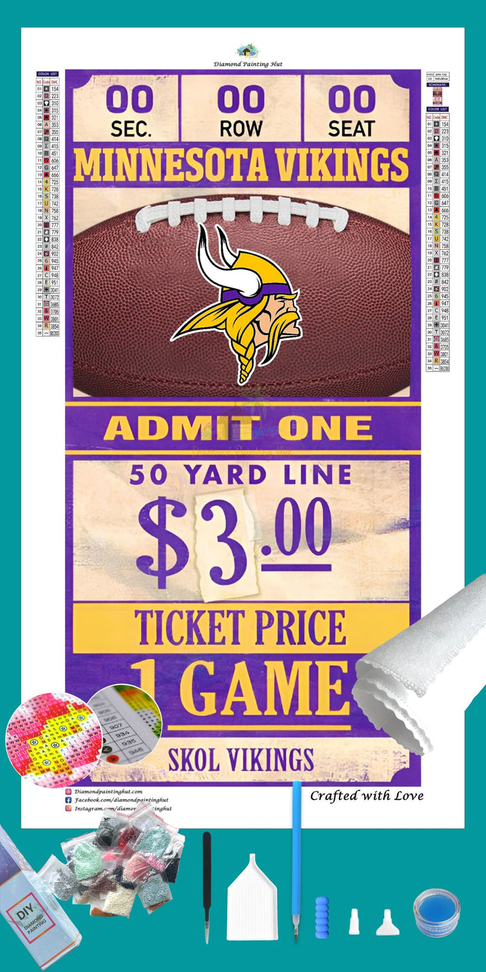 Minnesota Vikings NFL Ticket Diamond Painting-Diamond Painting Hut