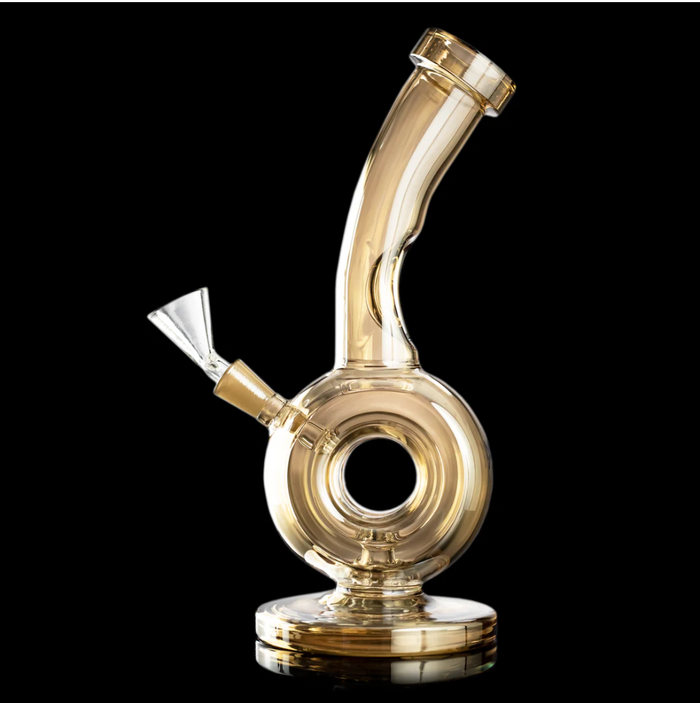 MJ Arsenal Gold Saturn Mini Water Pipe – Premium glass dab rig with planetary filtration system and elegant gold finish for smooth hits.