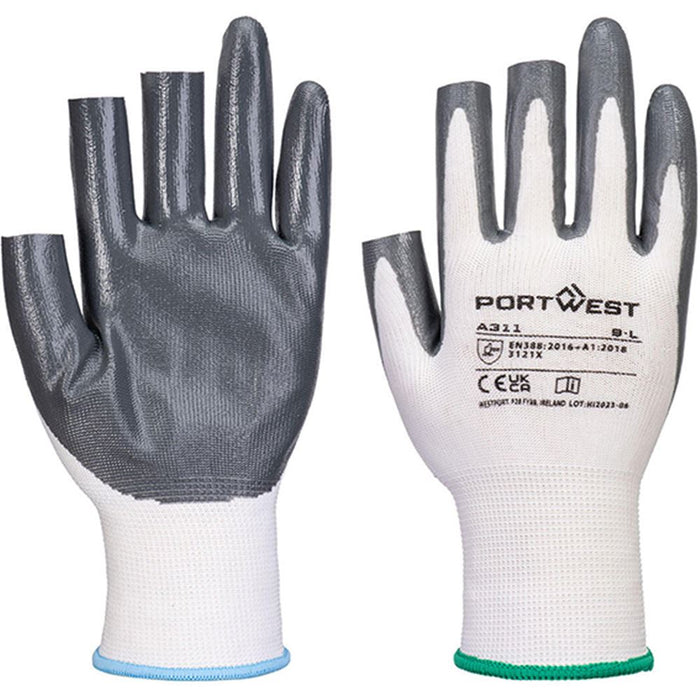 MultiSAVE 12 Pack - Portwest A311 Fingerless Glove with Nitrile Coating 13g (Pack 12)