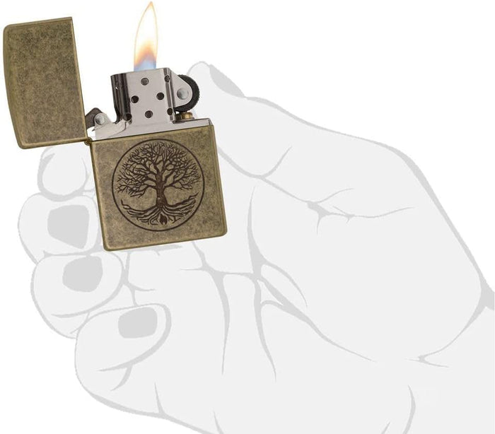 Personalized Zippo Lighter Classic Tree of Life Antique Brass