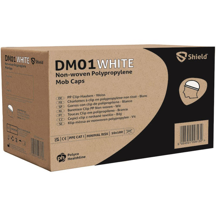 Polyco DM01 White Double Stitched Mob Caps (Pack 1000)