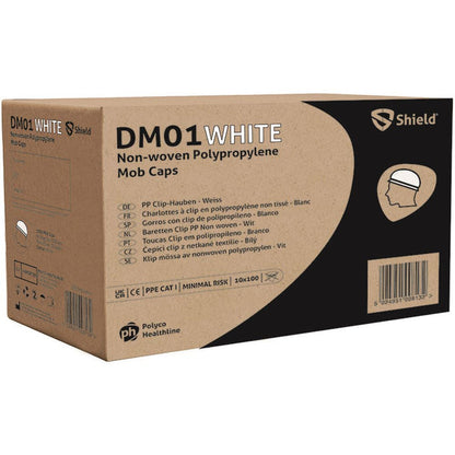 Polyco DM01 White Double Stitched Mob Caps (Pack 1000)
