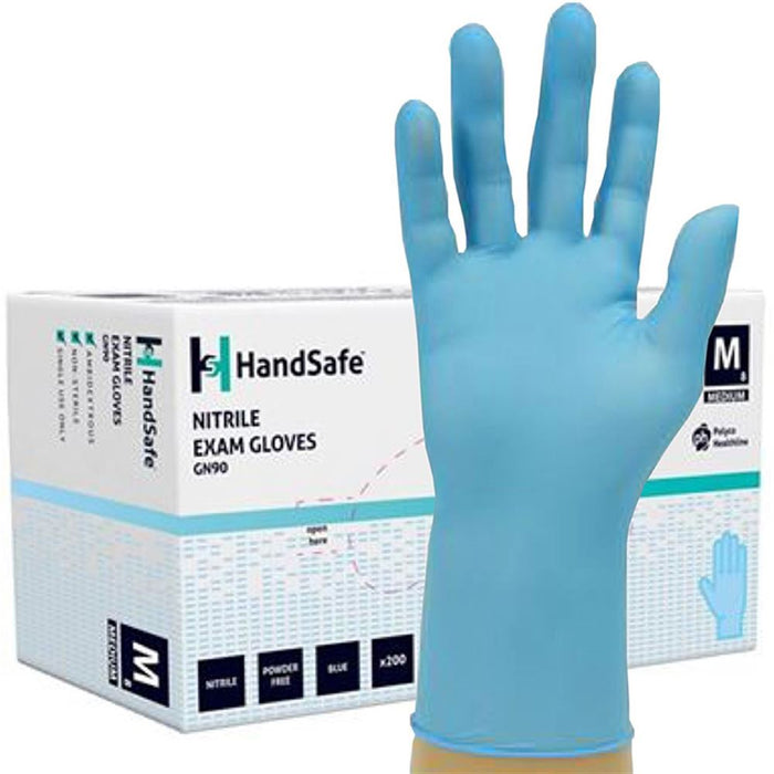 Polyco Handsafe GN90 Blue Nitrile Powder Free Disposable Examination Gloves AQL1.5 (Box 200)