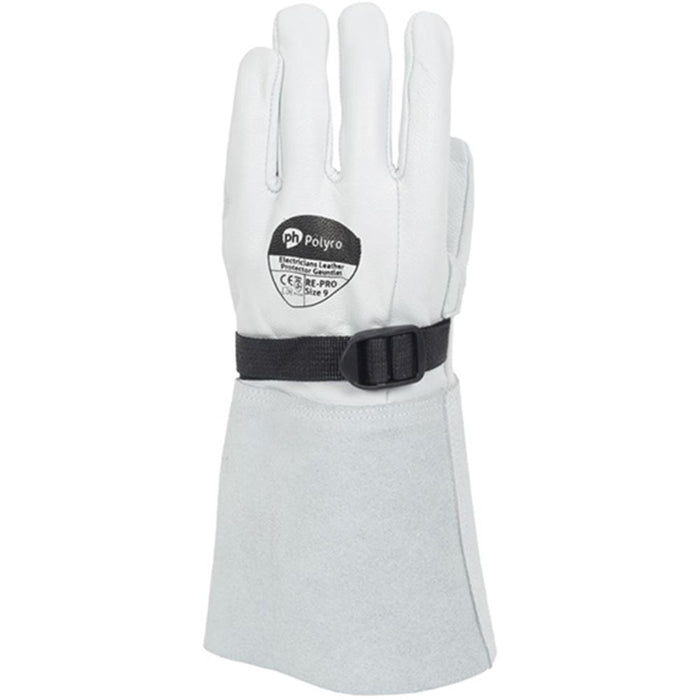 Polyco SuperGlove RE-PRO Leather Volt Protector Gauntlet with Buckle - Worn Over Electricians Gloves