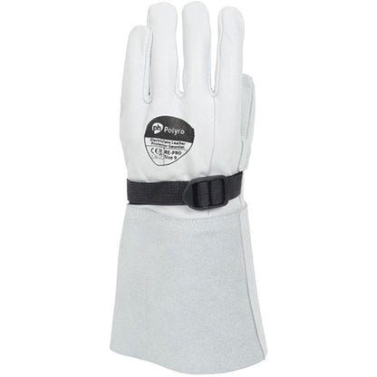 Polyco SuperGlove RE-PRO Leather Volt Protector Gauntlet with Buckle - Worn Over Electricians Gloves