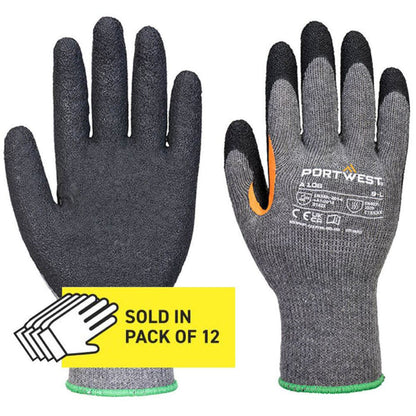Portwest A106 Reinforced Thumb Glove with Latex Coating 10g Multipack (Pack 12)