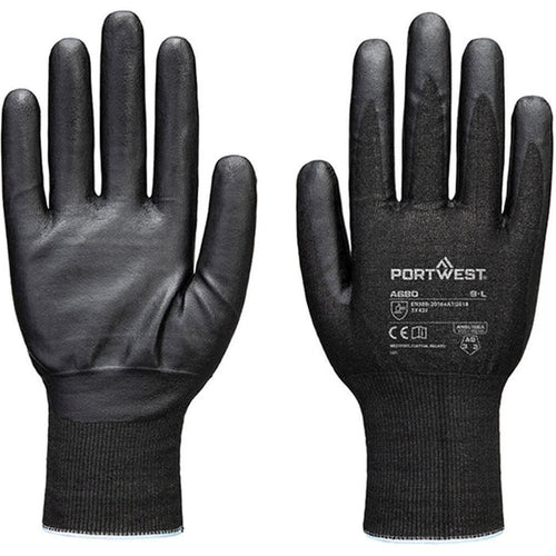 Portwest A680 Cut F Nitrile Tungsten Glove with Nitrile Micro Foam Coating - 21g