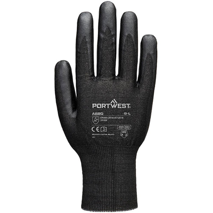 Portwest A680 Cut F Nitrile Tungsten Glove with Nitrile Micro Foam Coating - 21g