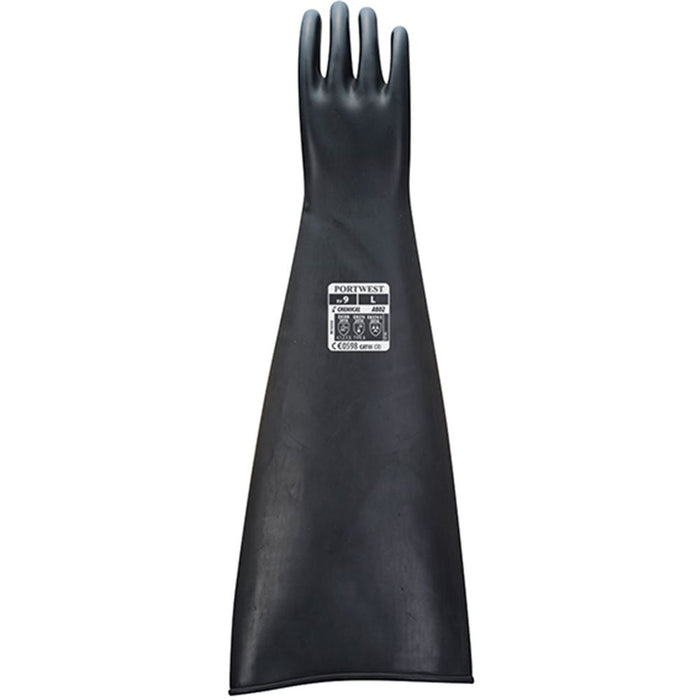 Portwest A803 Heavyweight Latex Rubber Chemical Resistant Gauntlet Gloves 60cm