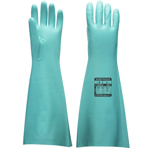 Portwest A813 Extended Length Nitrile Chemical Resistant Gauntlet 48cm