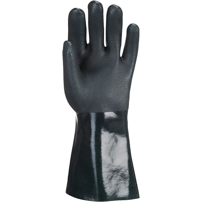 Portwest A835 Double Dipped PVC Chemical Resistant Gauntlet Gloves 35cm with Sandy Palm Finish