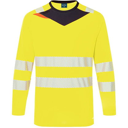 Portwest DX416 DX4 Yellow Long Sleeved Hi Vis T-Shirt