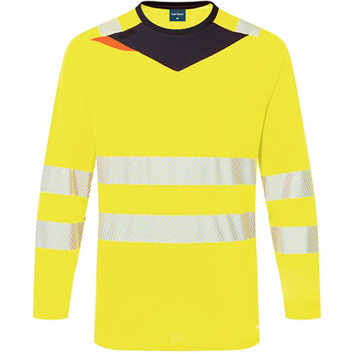 Portwest DX416 DX4 Yellow Long Sleeved Hi Vis T-Shirt