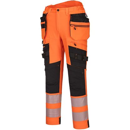 Portwest DX442 DX4 Orange/Black Stretch Hi Vis Detachable Holster Pocket Trouser