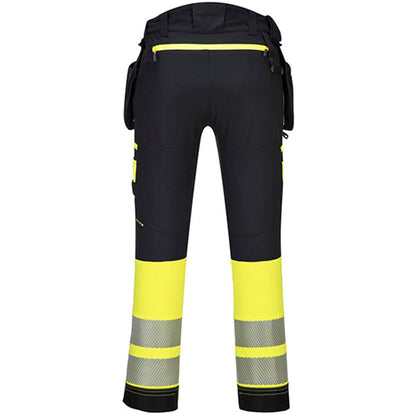 Portwest DX445 DX4 Yellow/Black Class 1 Stretch Hi Vis Detachable Holster Trouser