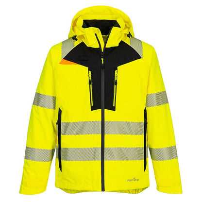 Portwest DX462 DX4 Yellow Stretch Waterproof Breathable Hi Vis Shell Rain Jacket