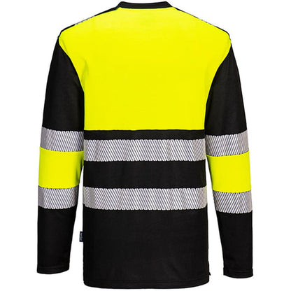 Portwest PW312 PW3 Yellow/Black Cotton Comfort Long Sleeve Hi Vis T-Shirt