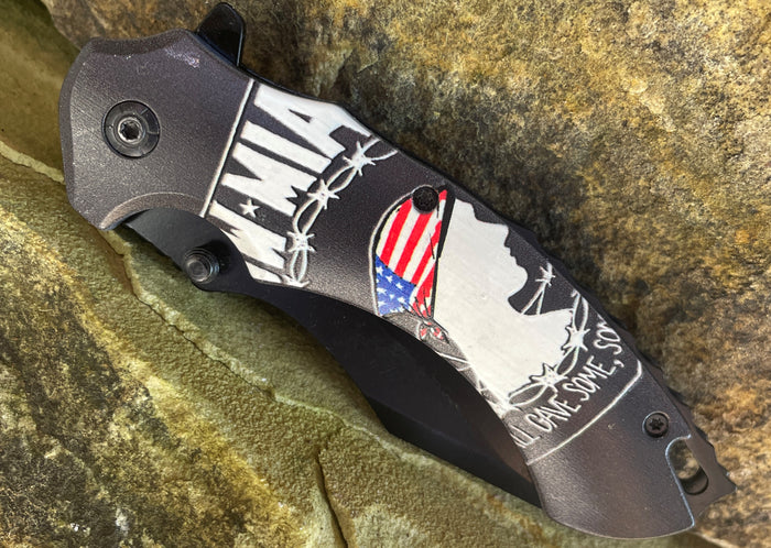 Prisoner of War POW MIA American Flag Combat Spring Assisted Knife - Black SJ-1023-PM-D - AnyTime Blades