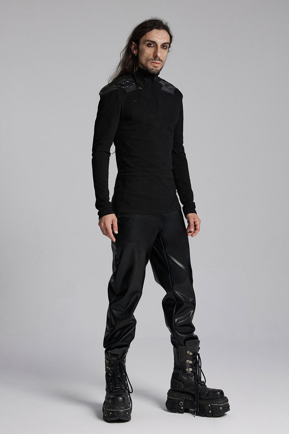 Black Armor Moto Turtleneck Top