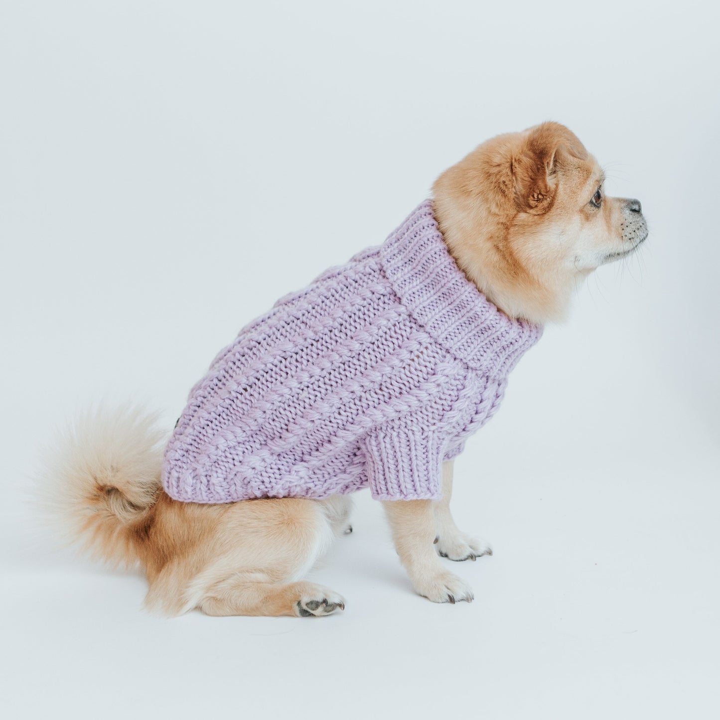 Pet Cable Knit Sweater - Lavender