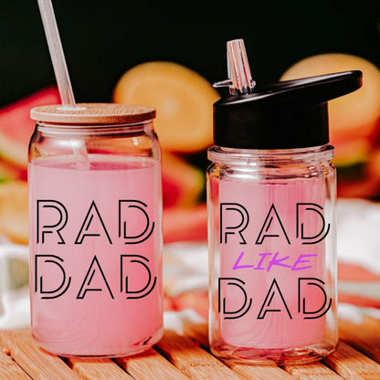 Rad Like Dad Daddy and Me Cup Set - Fathers Day Gift for Toddler Dad - Daddy and Daughter Matching Gift Set - Daddy and Son Tumbler Set