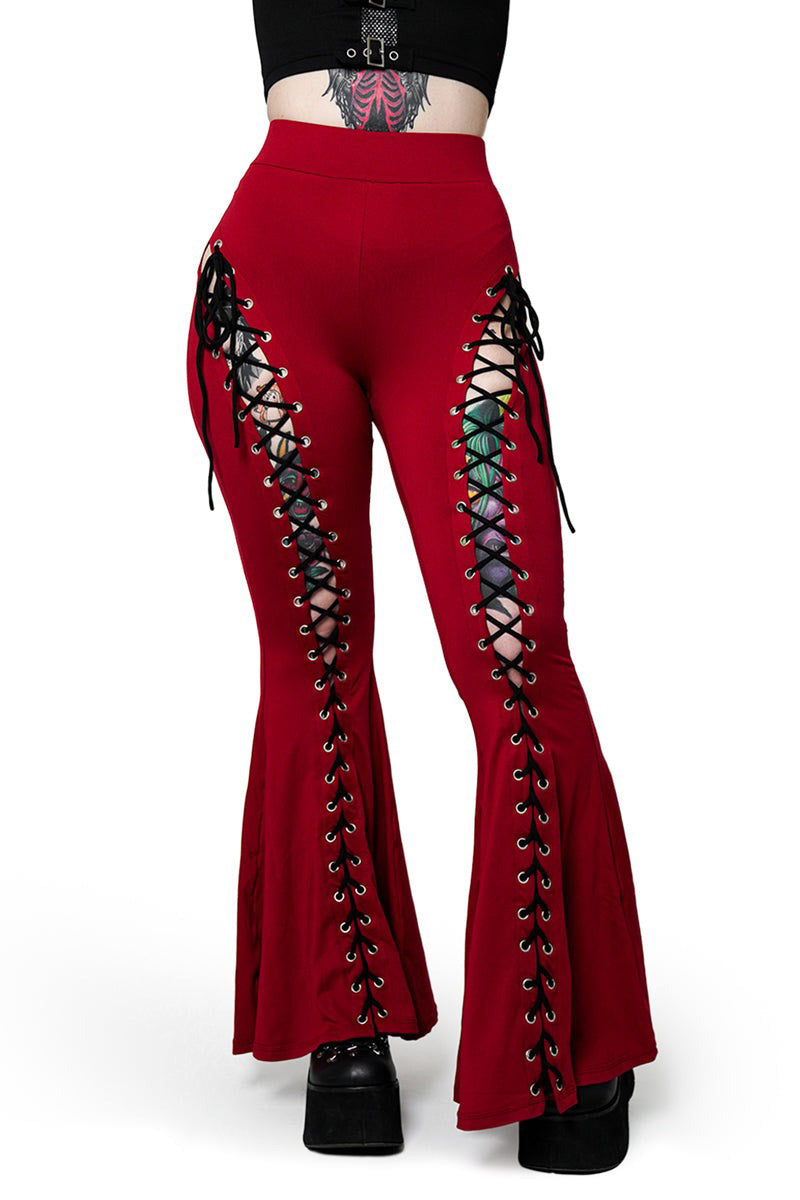 Blood Red Alice Flare Pants