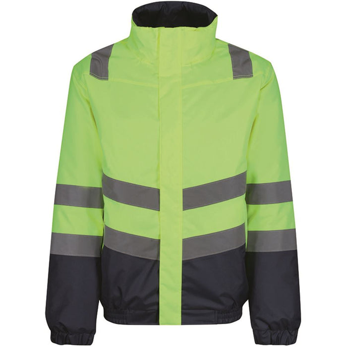 Regatta TRA218 Pro Yellow/Navy Two Tone Waterproof Padded Hi Vis Bomber Jacket