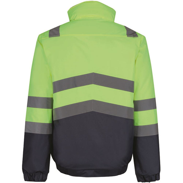 Regatta TRA218 Pro Yellow/Navy Two Tone Waterproof Padded Hi Vis Bomber Jacket