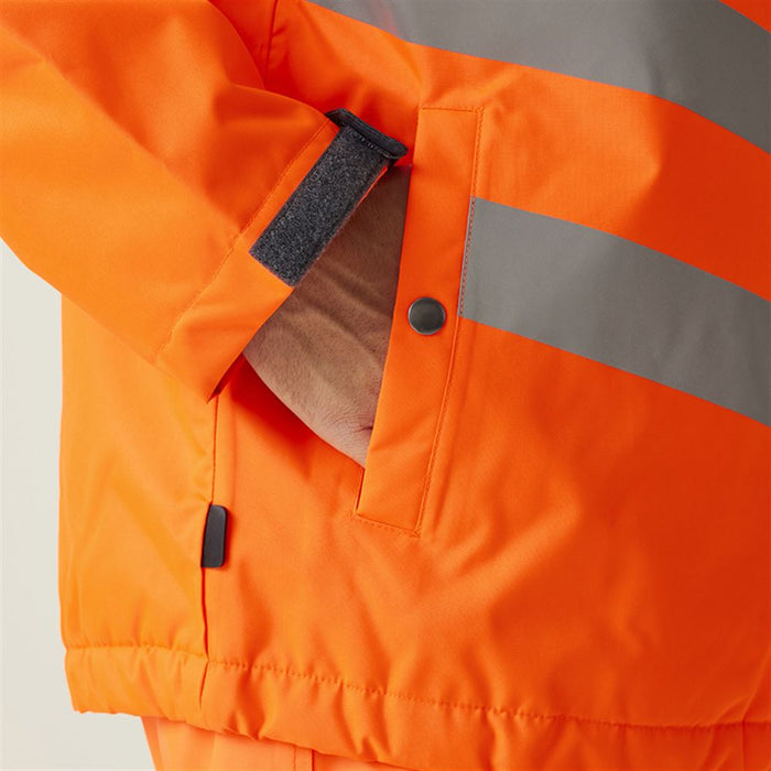 Regatta TRA316 Tactical Orange Hi Vis Waterproof Breathable Overhead Bomber Jacket