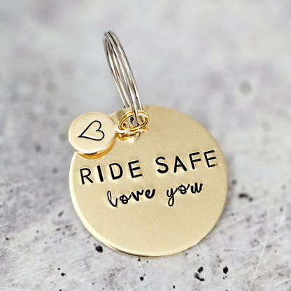 Ride Safe Love You Keychain - Gift for Motorcycle Husband from Wife Salt and Sparkle