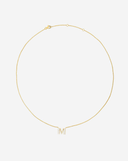 Baguette + Pavé Initial Necklace