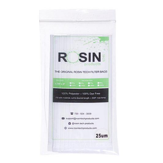 Rosin Tech 1.75"x5" Filter Bags – Small Size for Precision Extraction: Compact Size, Ideal for Small-Batch Rosin Extractions, Minimal Waste, Durable & Heat Resistant, Made from Premium Nylon, Long-Lasting Use, Enhanced Yield, Designed for Superior Filtration, Ensuring Clean and Efficient Results, Double Stitched, Reinforced Edges Withstand High-Pressure Pressing, Versatile Use, Compatible with a Wide Range of Rosin Presses and Techniques.