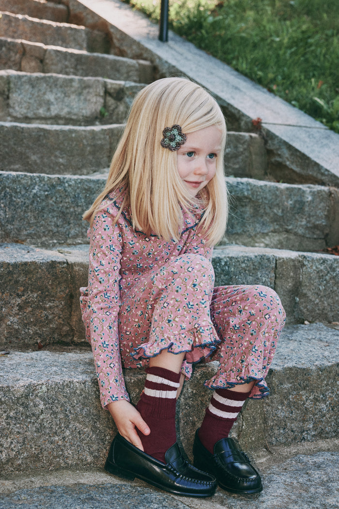Ruffle Pedal Pusher in Antique Rose Millefleurs