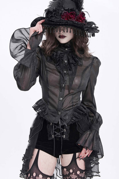 Catacomb Ruffled Mesh Button Shirt
