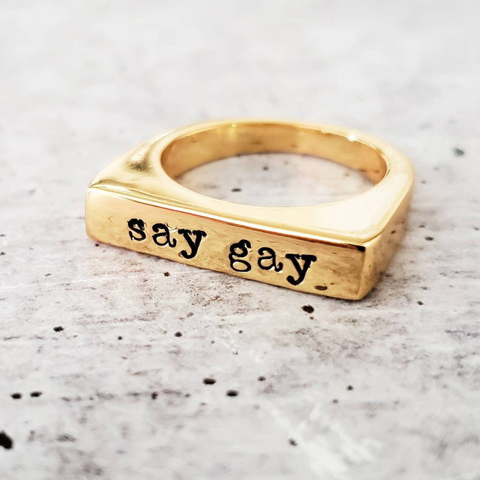 Say Gay Pride Ring Salt and Sparkle