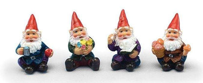 Miniature Gnomes, Set of 4 Fairy Garden Gnomes,  Choice of 1.75" Gnome Set or  1.25" Gnome Set