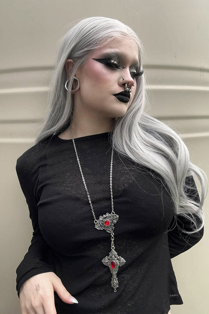 Cross My Heart Reversible Rosary Necklace