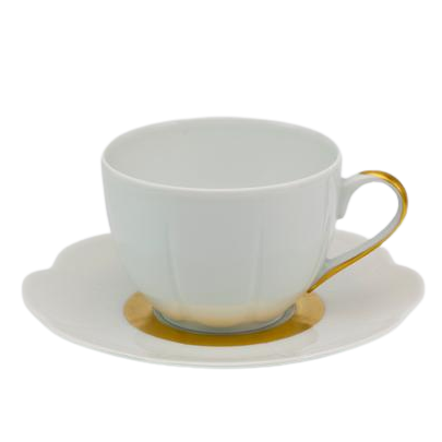 SKU# T200-NYM20466 - Fleur'T Matte Gold Tea Saucer - Shape Nymphea