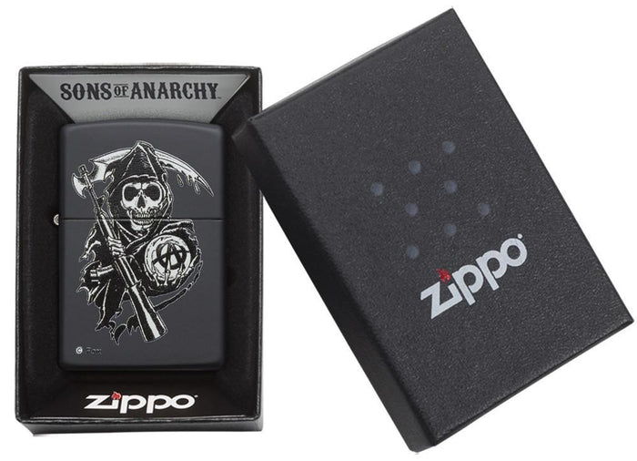 28504, Sons of Anarchy with Grim Reaper, Weapon, & Anarchy Crystal Ball, Color Image, Black Matte Finish
