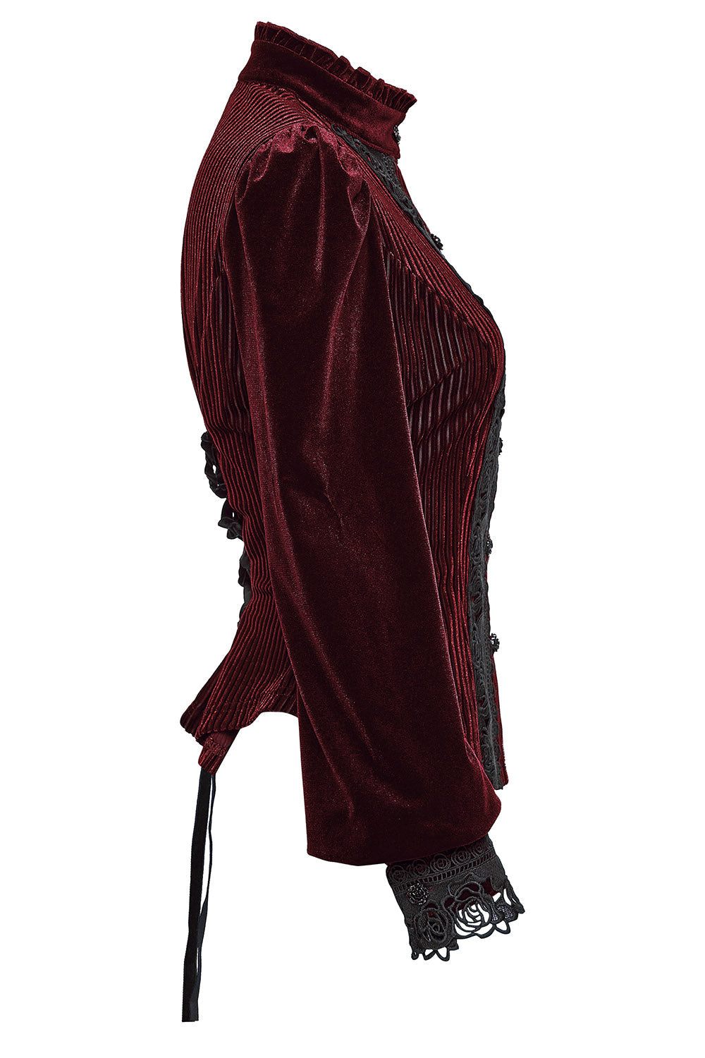 Crimson Bloom Embroidered Button-Up Top [Red]