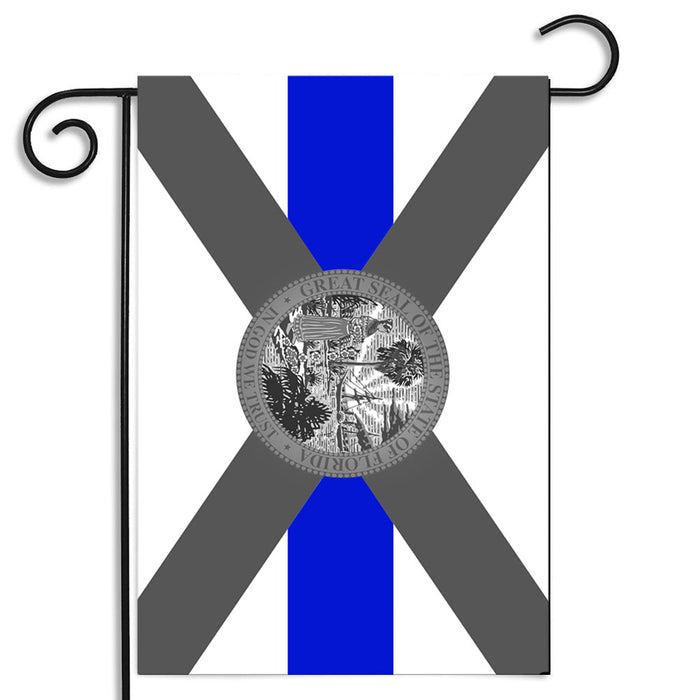Subdued Florida State Flag Thin Blue Line Law Enforcement Nylon Garden Apartment Flag