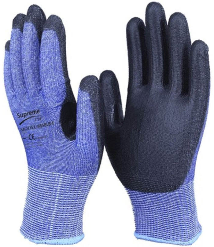 Supreme 555BLB-E Cut E Work Gloves with PU Coating - 13g