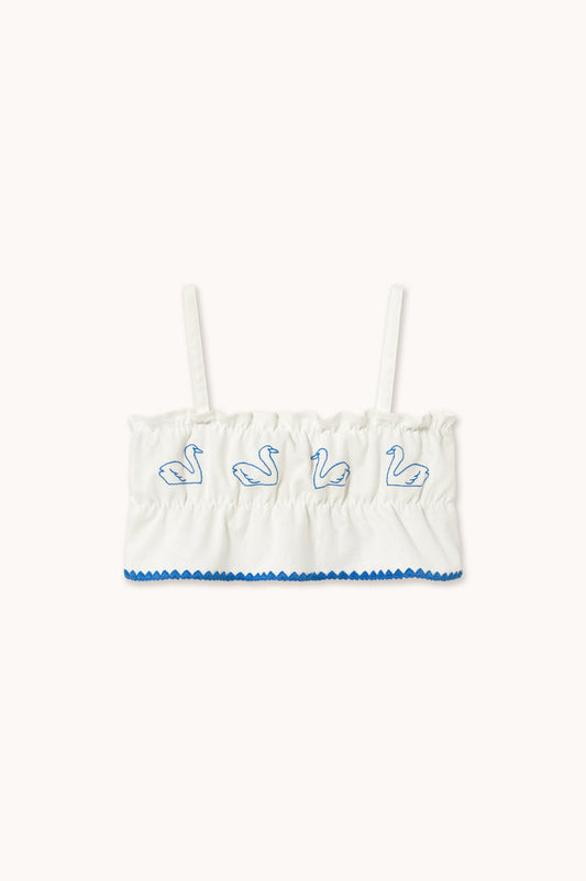 Swans Bows Linen Top in Off White