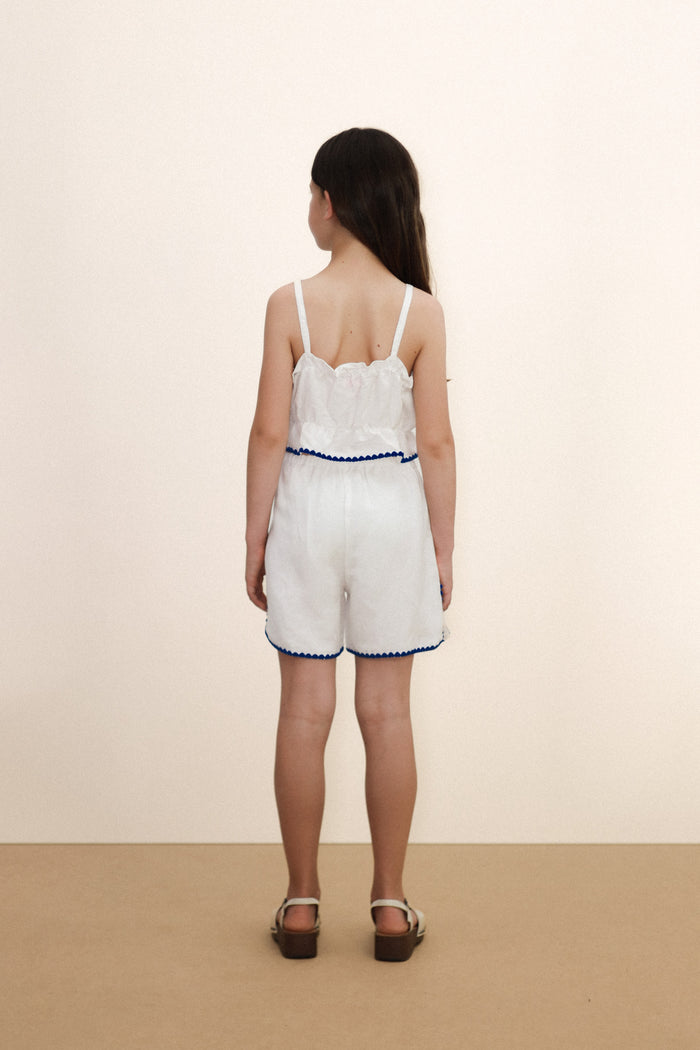Swans Linen Shorts in Off White
